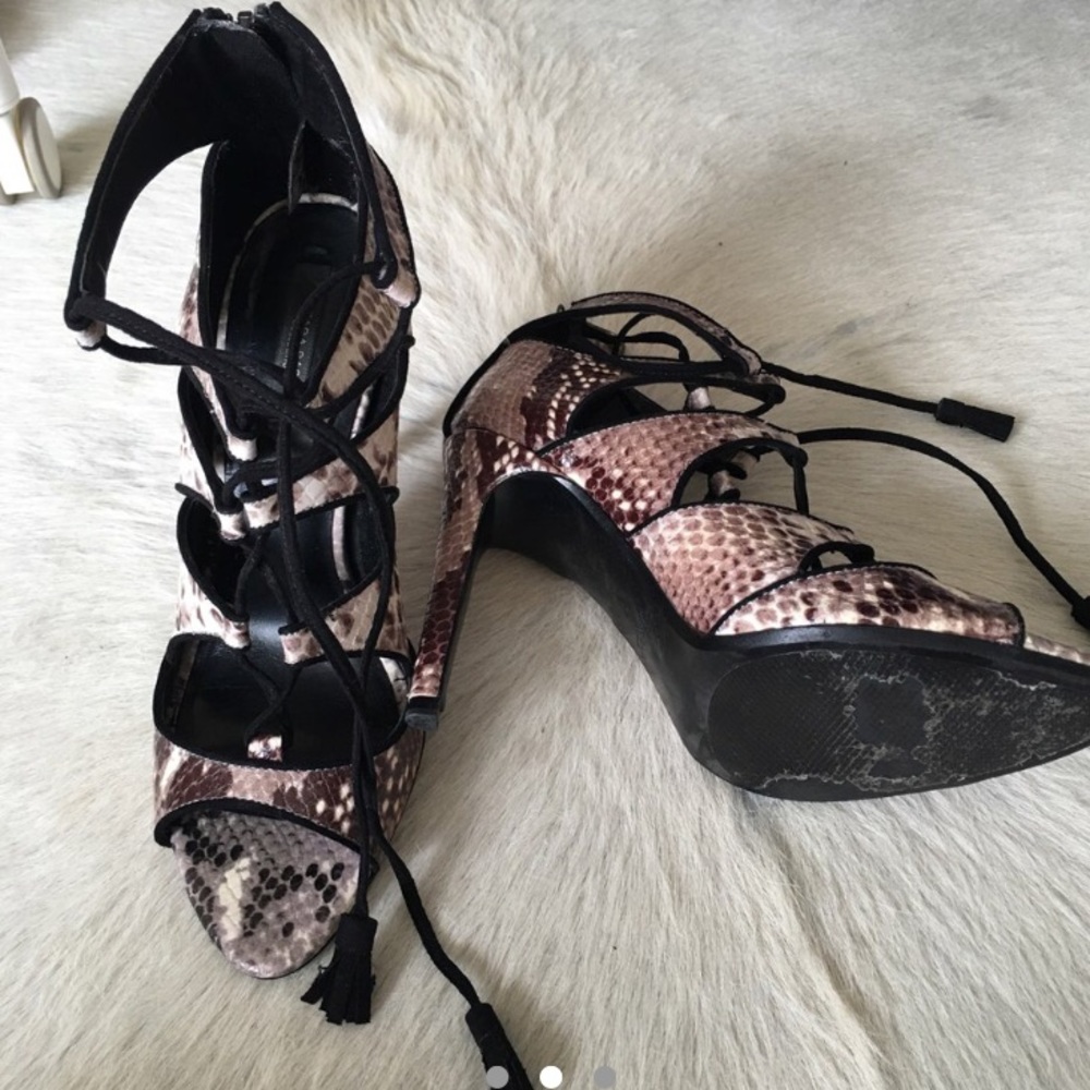 Zara snake skin strappy heels